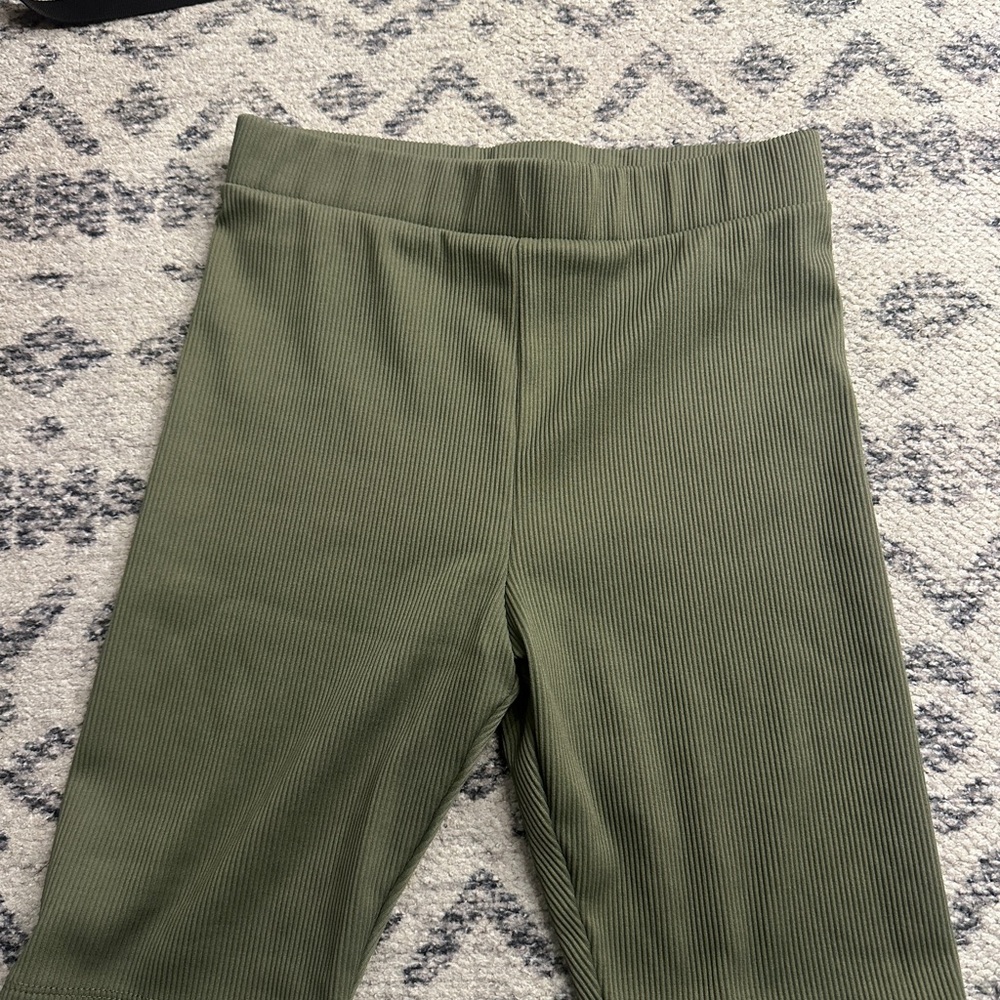 H&M Olive Green Ribbed Bike Shorts